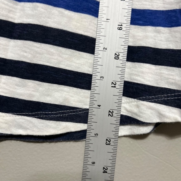 Talbots Women's Blouse SP White Blue Striped Cotton Nautical Casual Lagenlook - Picture 7 of 9